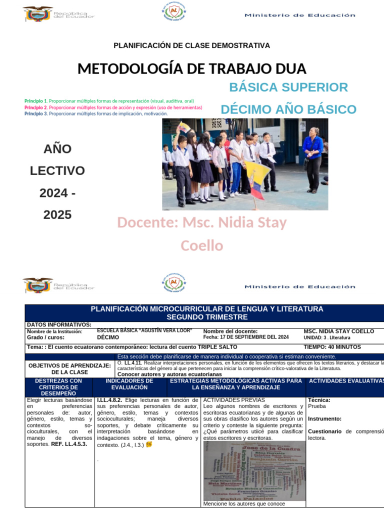 Planificación de Clase Demostrativa 2024 | PDF | Aprendizaje | Maestros