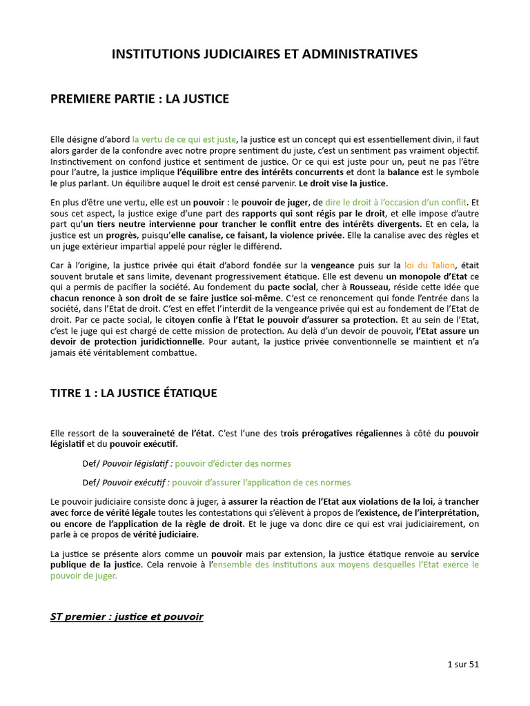 La Justice et le Pouvoir Judiciaire | PDF | Loi | Traité