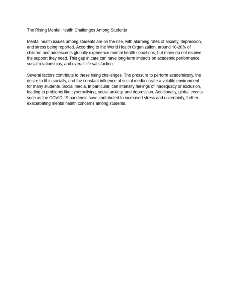 The Rising Mental Health Challenges Among Students | PDF
