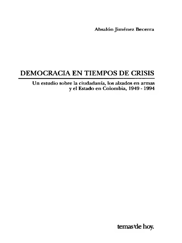 BECERRA, A. Democracia en Tiempos de Crisis | PDF | Democracia ...