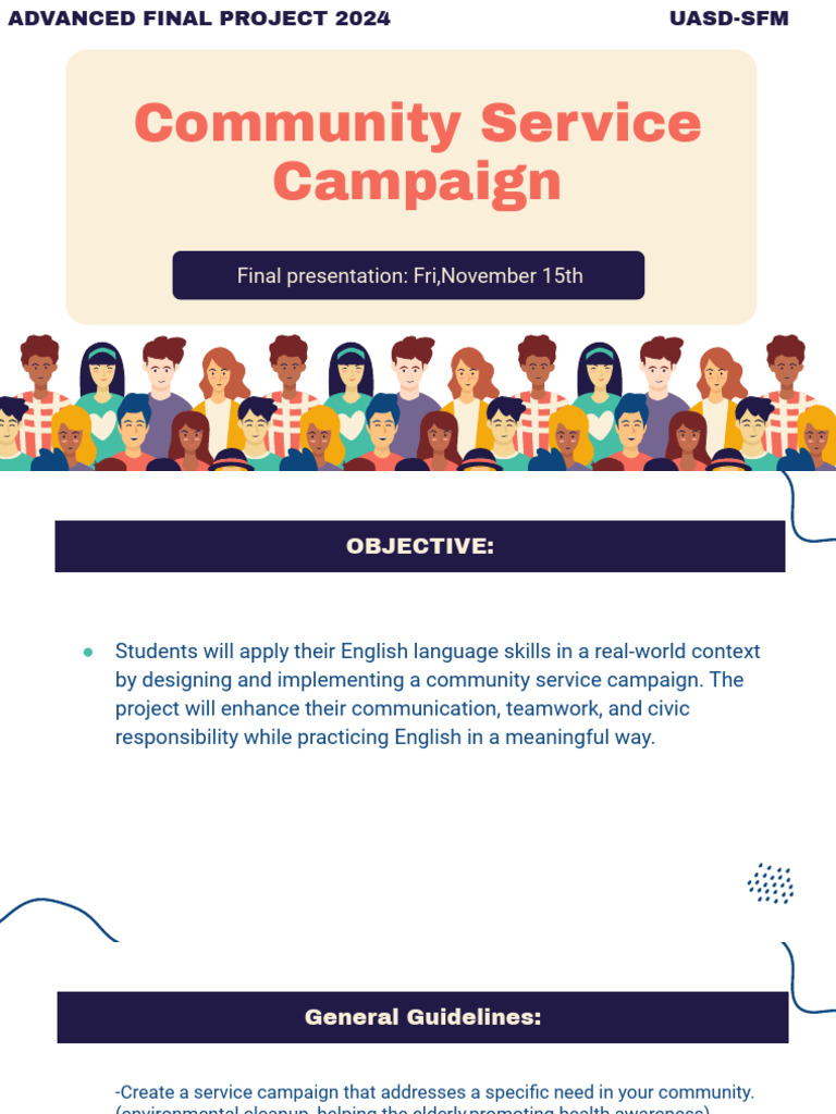 Community Service Campaign Project Guide | PDF | Literacy | Natural ...