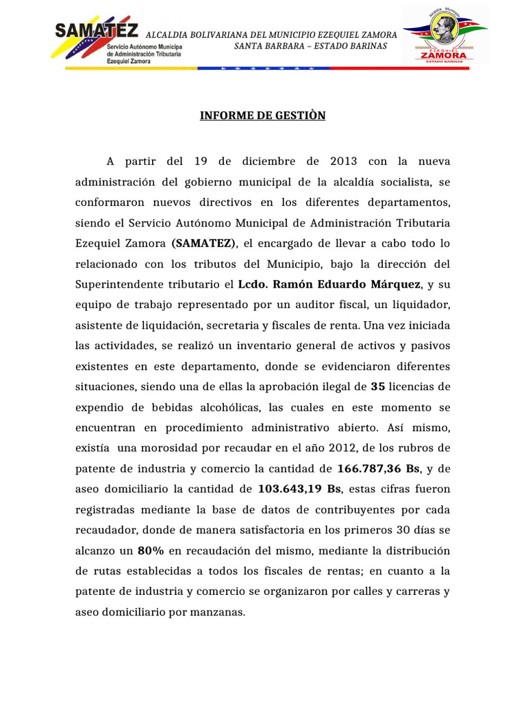 Informe de Gestiòn 1er Trimestre | PDF | Gobierno local