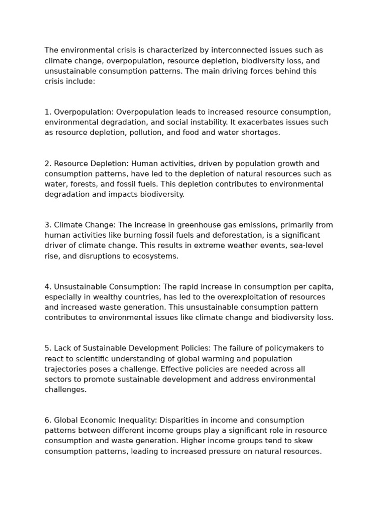 Understanding the Environmental Crisis | PDF | Climate Change ...