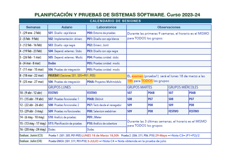 S01 Calendario Ppss 2023 24 | PDF | Ingeniería de software | Informática