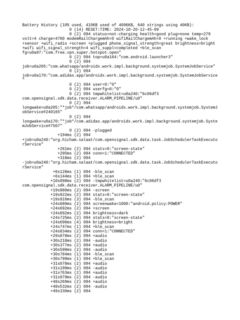 Standby Dump Batterystats 2024 1020 203114 | PDF | Android (Robot ...