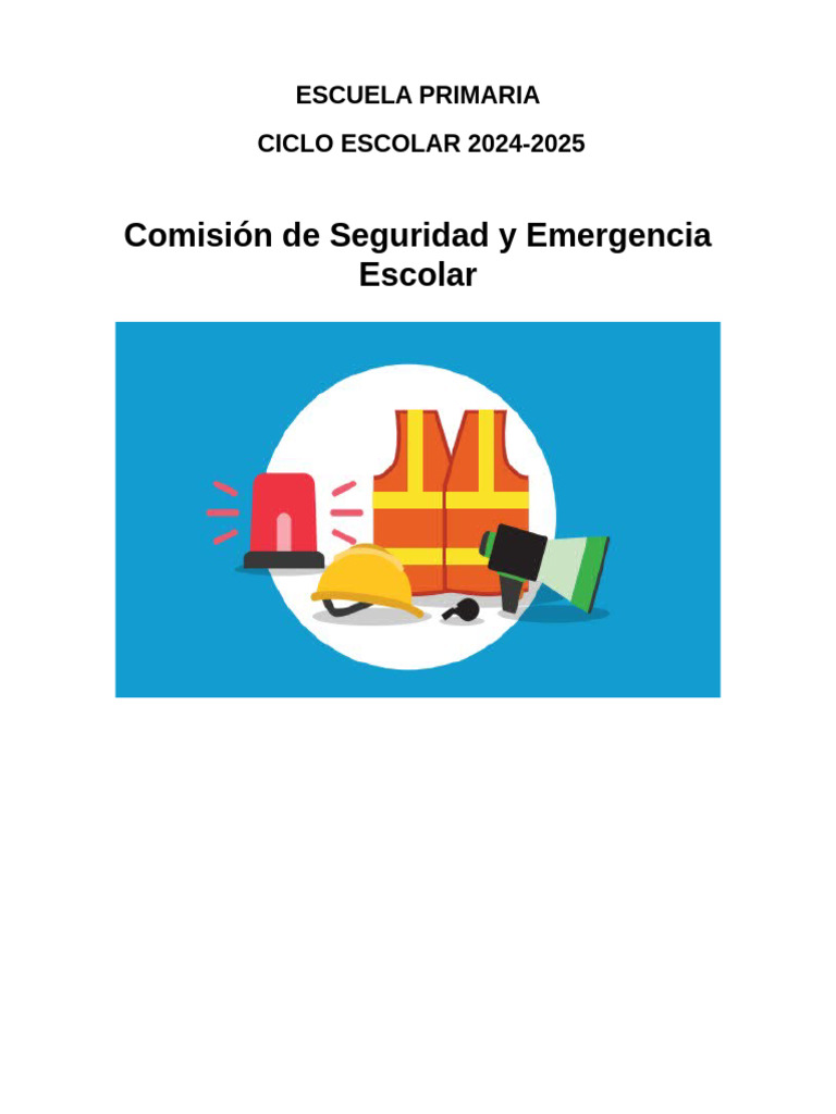 Plan de La Comisión de Seguridad y Emergencia Escolar | PDF | Defensa Civil