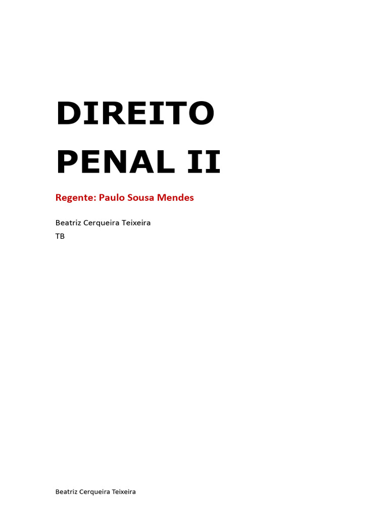 Sebenta Direito Penal Ii Pdf Crimes Crime E Violência