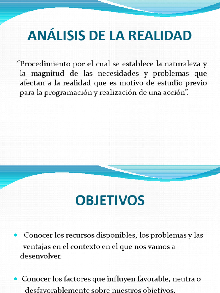 Diapositivas Análisis de La Realidad | PDF | Business | Análisis FODA