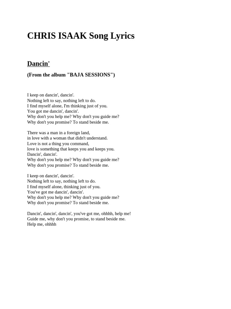 Dancin - Cris Isaak | PDF