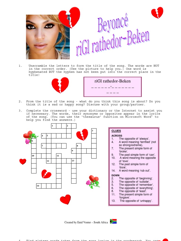 ESL Lesson | PDF | Beyoncé | Word Search