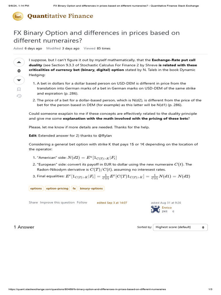 FX Binary Option and Differences in Prices Based On Different ...