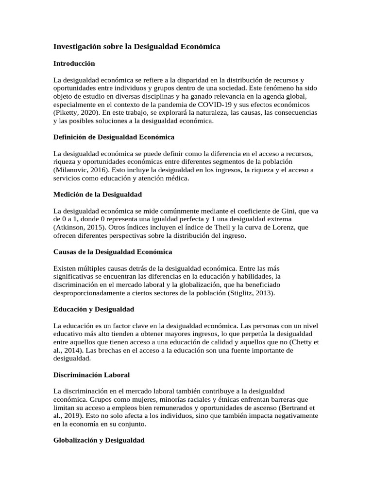 Desigualdad Económica: Causas y Soluciones | PDF | Desigualdad social ...