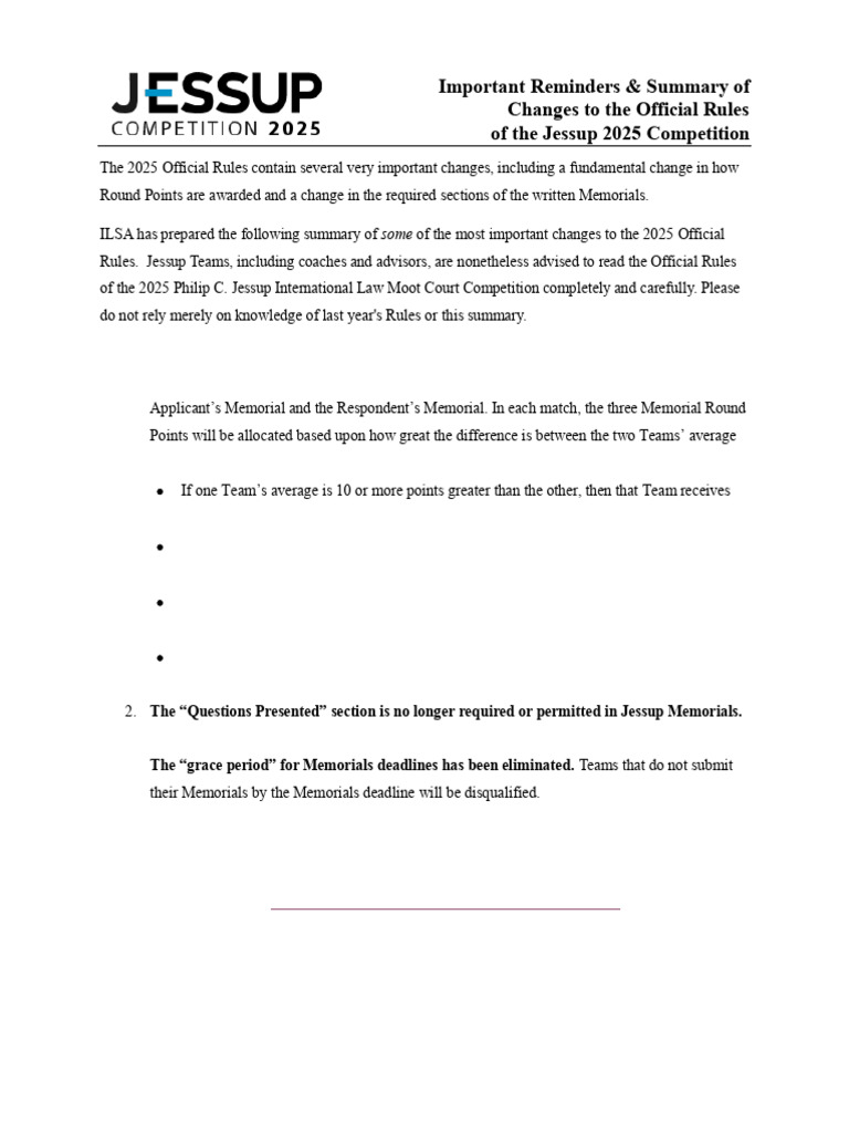 Summary of Rules Changes 2025 | PDF