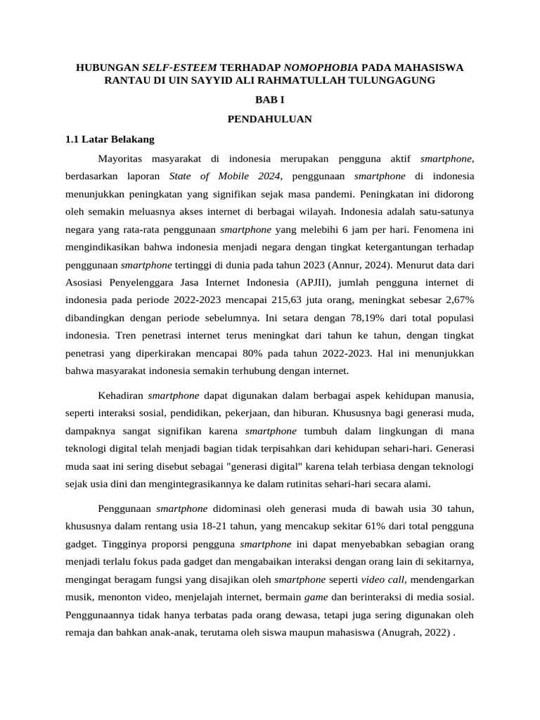 Image result for Hubungan Self-Esteem dan Nomophobia Mahasiswa | PDF