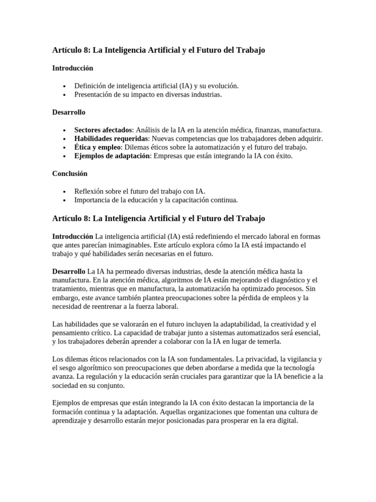 La Inteligencia Artificial y El Futuro Del Trabajo | PDF