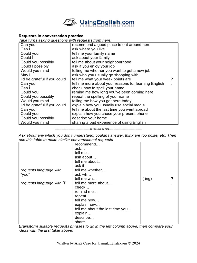 Requests in Conversation Practice | PDF | Human Communication | Linguistics