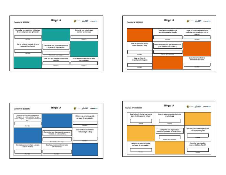 Bingo IA - cartones para imprimir (pdf) | PDF | Inteligencia artificial ...