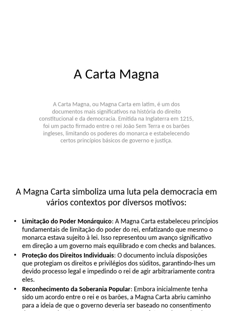 A Importância da Carta Magna | PDF | Carta Magna | Constituição