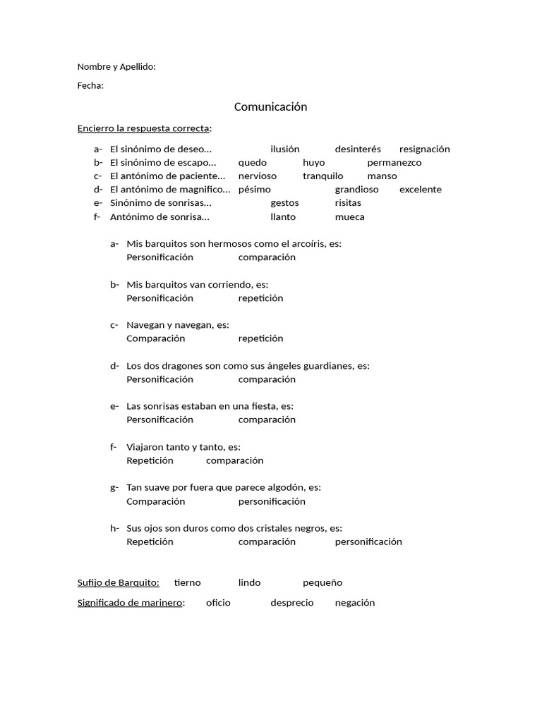 Ejercicios de Lengua y Literatura | PDF