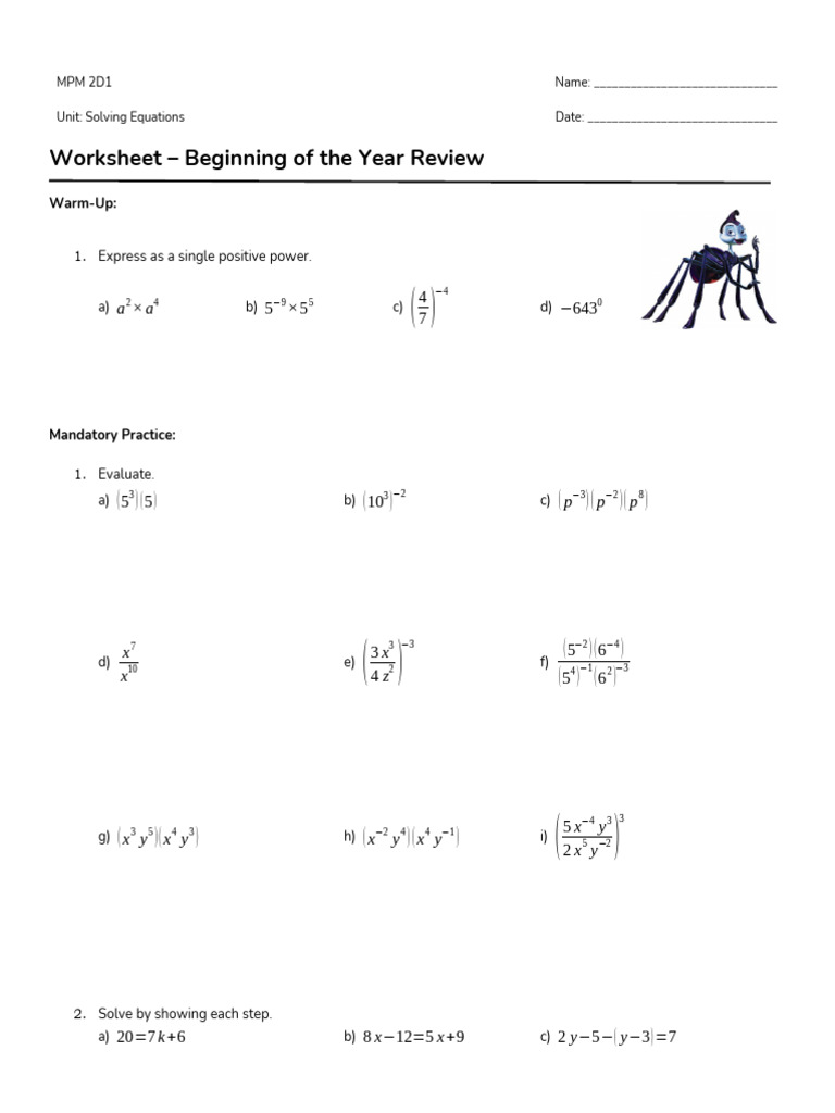 10 - Key Skills For Grade 10 Review - HW | PDF