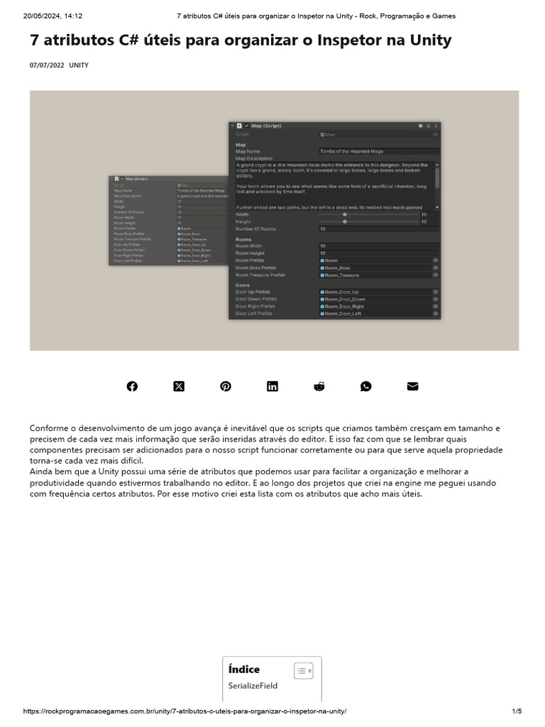 Atributos C# para Organizar Unity Inspector | PDF | C Sharp (linguagem ...