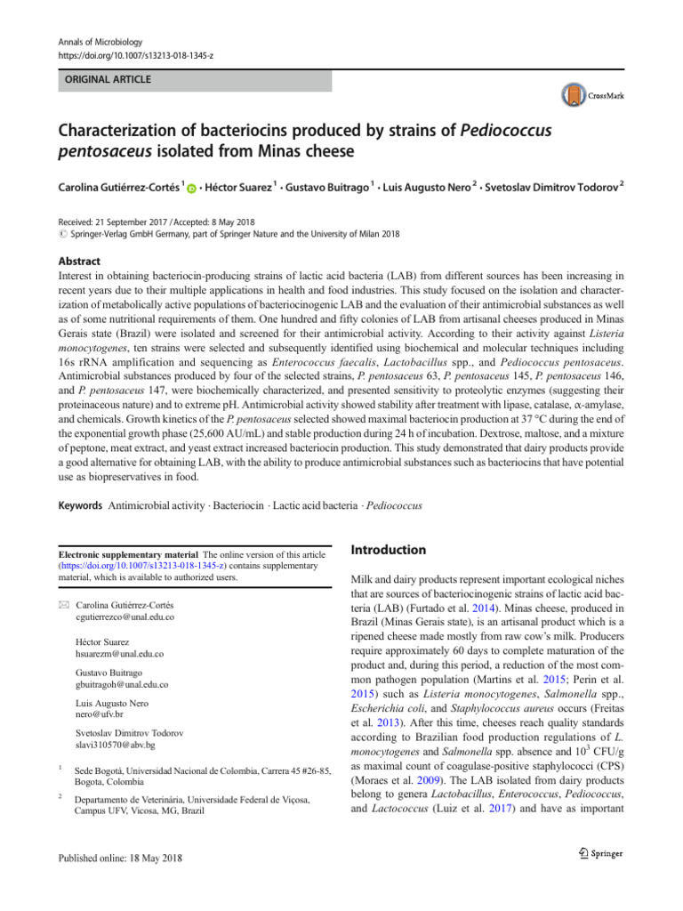 12 Characterization of Bacteriocins Produced by Strains of Pediococcus ...