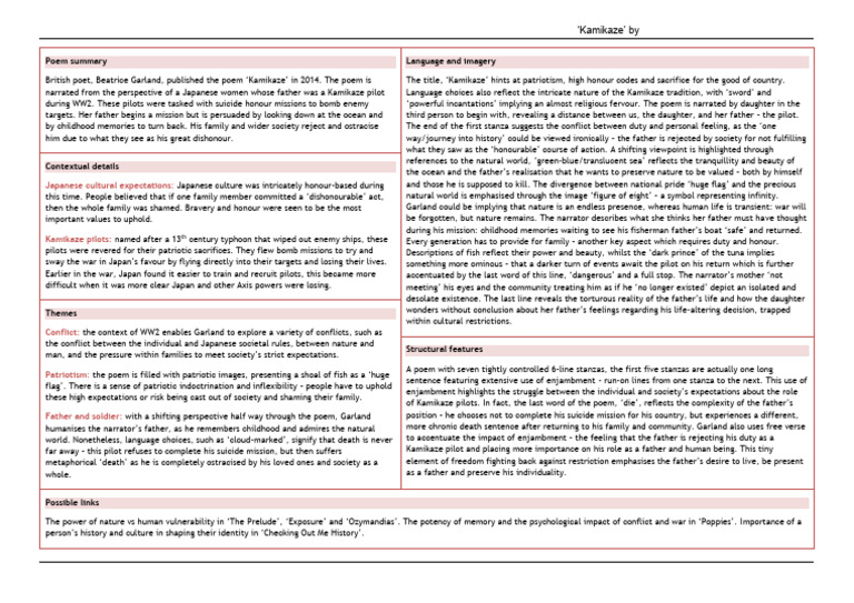 Kamikaze Poem Analysis Themes Pdf Kamikaze Poetry