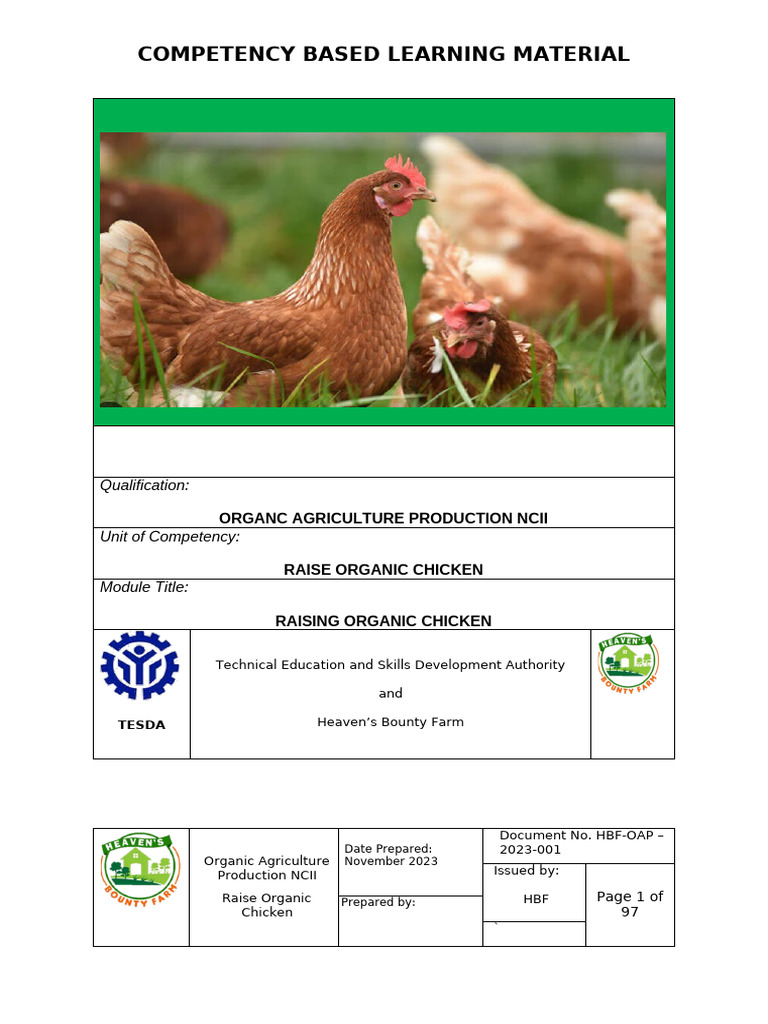 Raising Organic Chicken Training Module | PDF | Chicken | Poultry