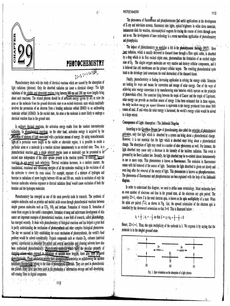 Photochemistry - Sem V | PDF
