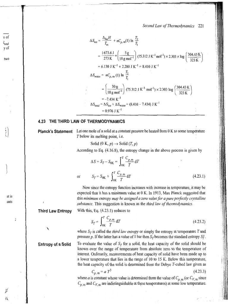 Third Law of Thermodynamics (K L Kapoor) | PDF