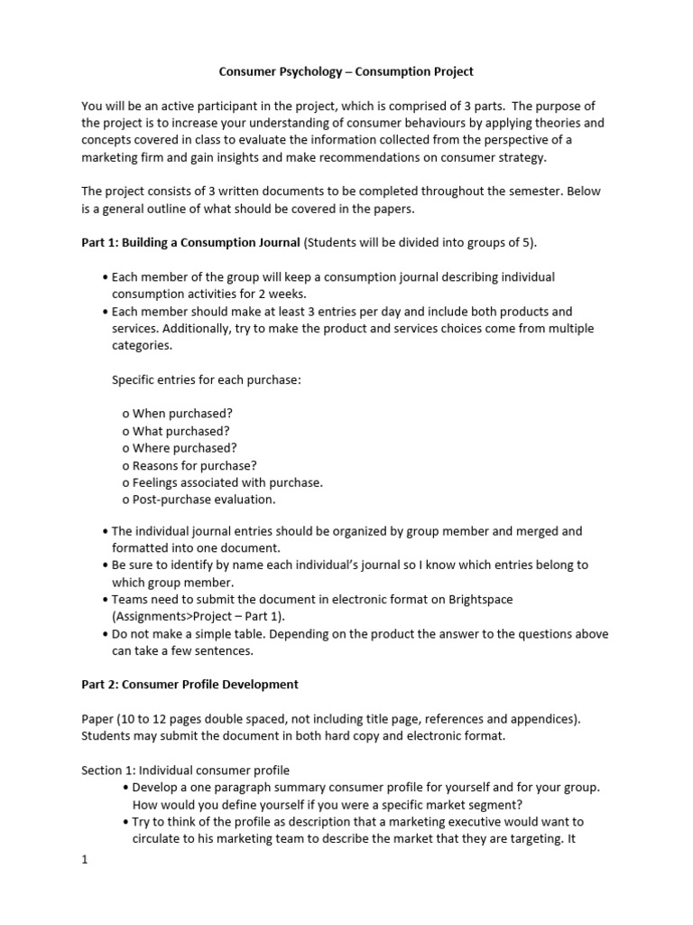 PSYC 333 - Consumption Project Fall 2023 | PDF | Market Segmentation ...