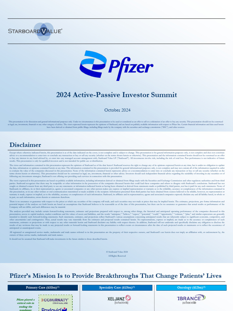Pfizer's Financial Outlook 2024 | PDF | Pfizer | U.S. Securities And ...