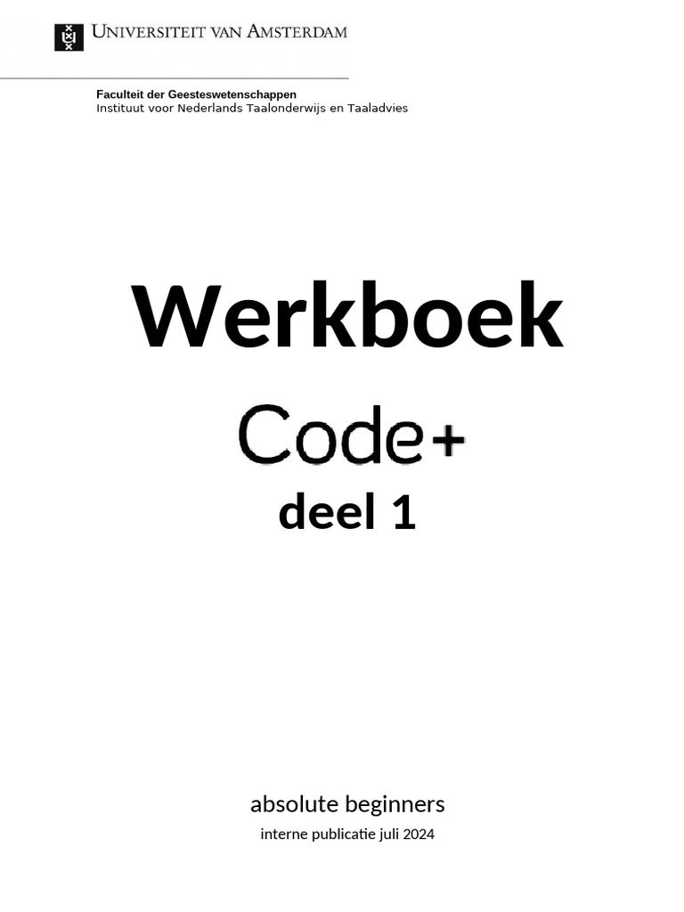 1 - AB - CODE+ Deel 1 - Werkboek - Totaal - Zomer24 | PDF | Flashcard ...