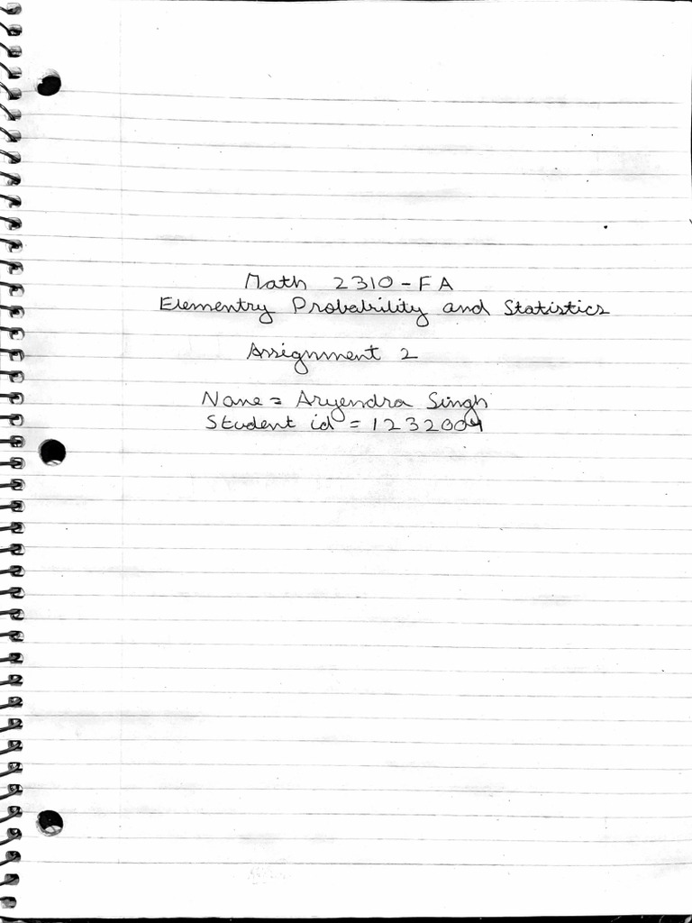 Probability and Stats Assignment 2 | PDF