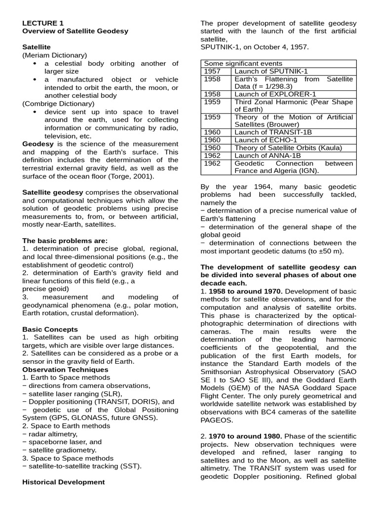 Satellite Geodesy Lec 1 Pdf Geodesy Geophysics