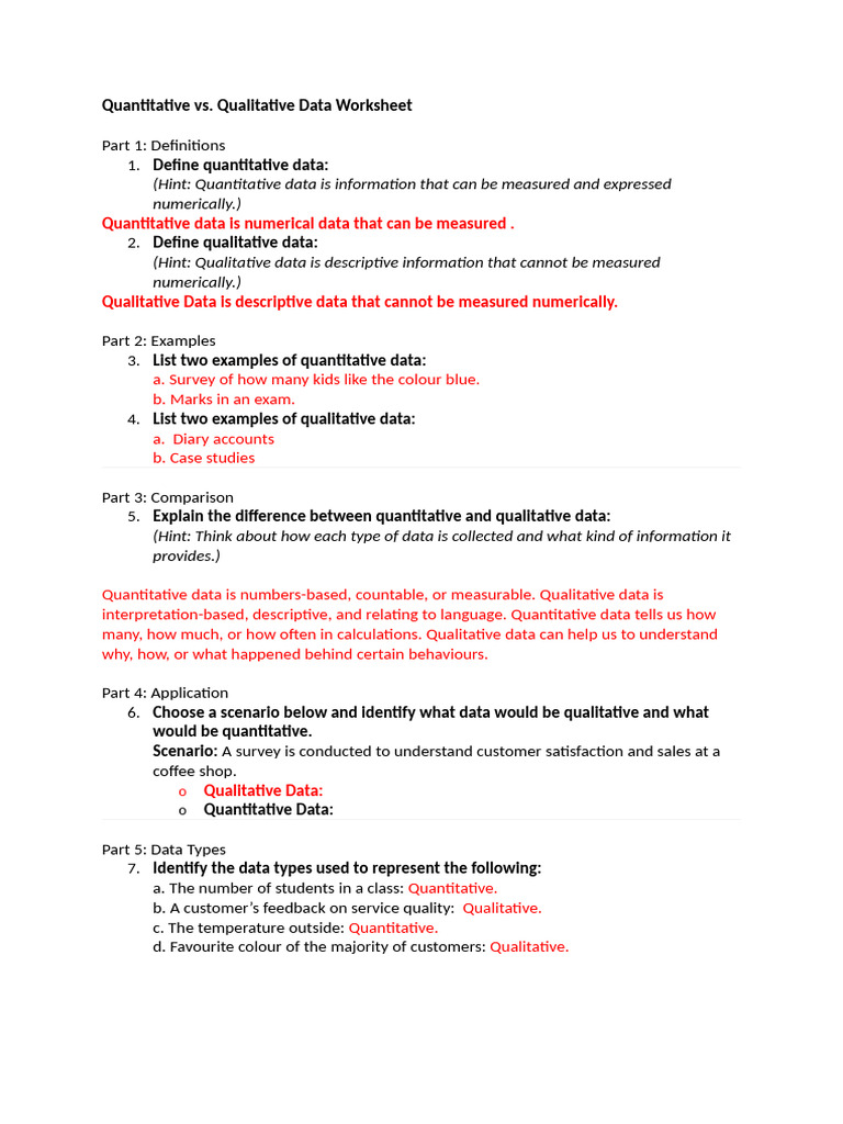 1 Quantitative Vs Qualititive Data Week 1 Lesson 1 | PDF | Career & Growth