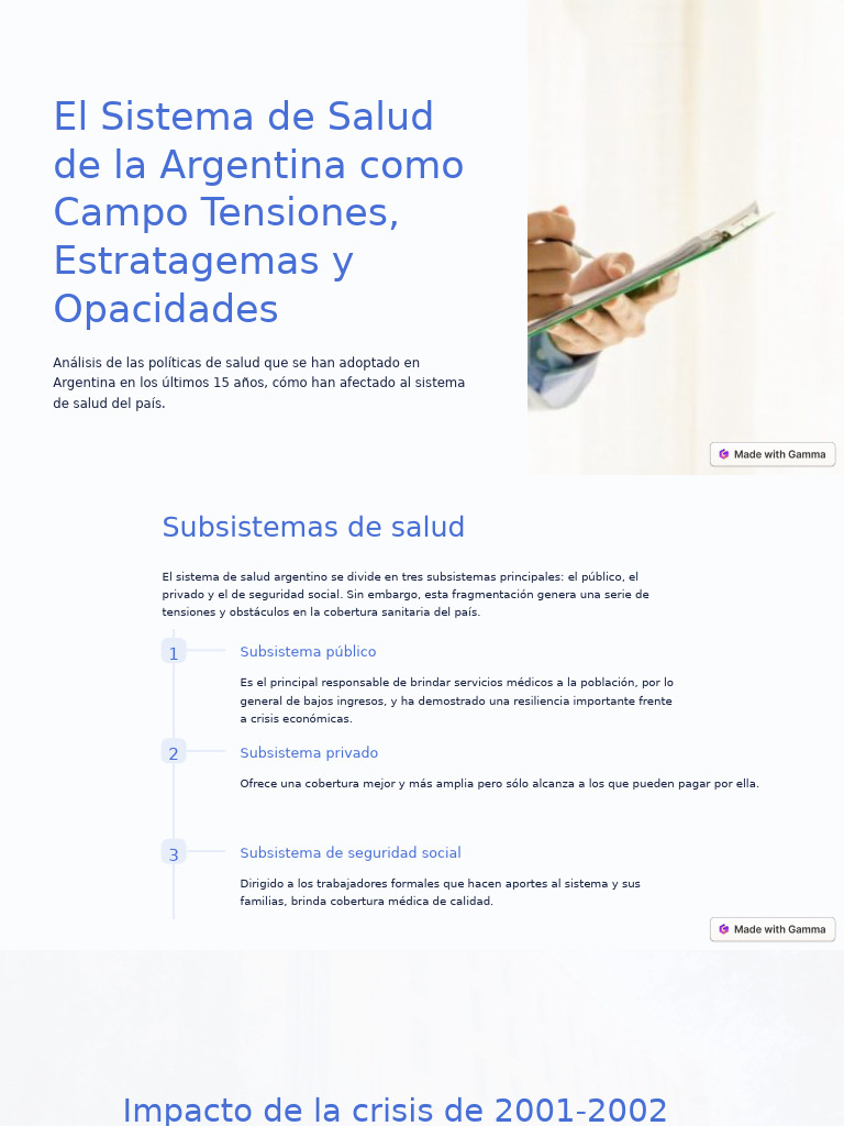 El Sistema de Salud de La Argentina Como Campo Tensiones Estratagemas y ...