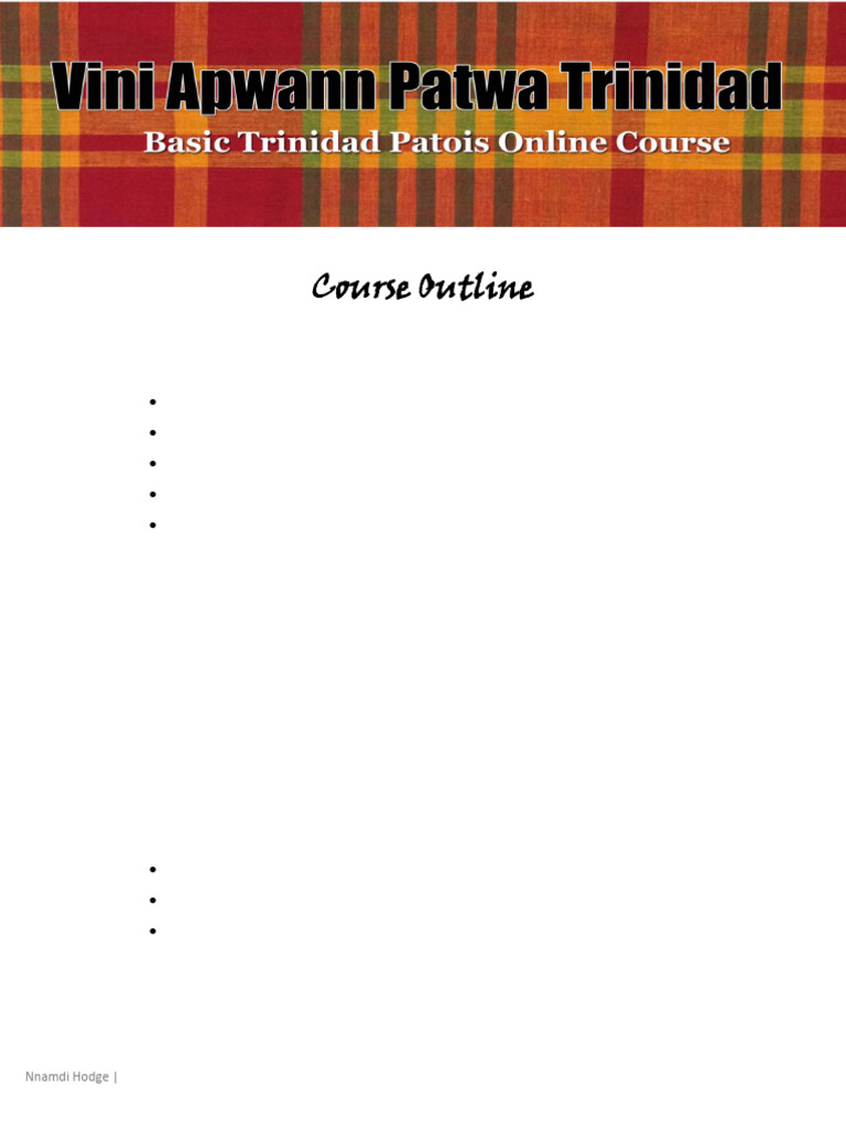 Vini Apwann Patwa Trinidad Course Outline | PDF | Linguistic Typology ...