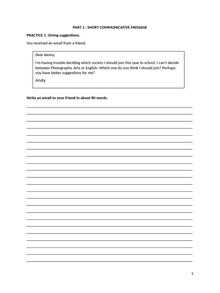 Writing Handouts Lower Forms | PDF