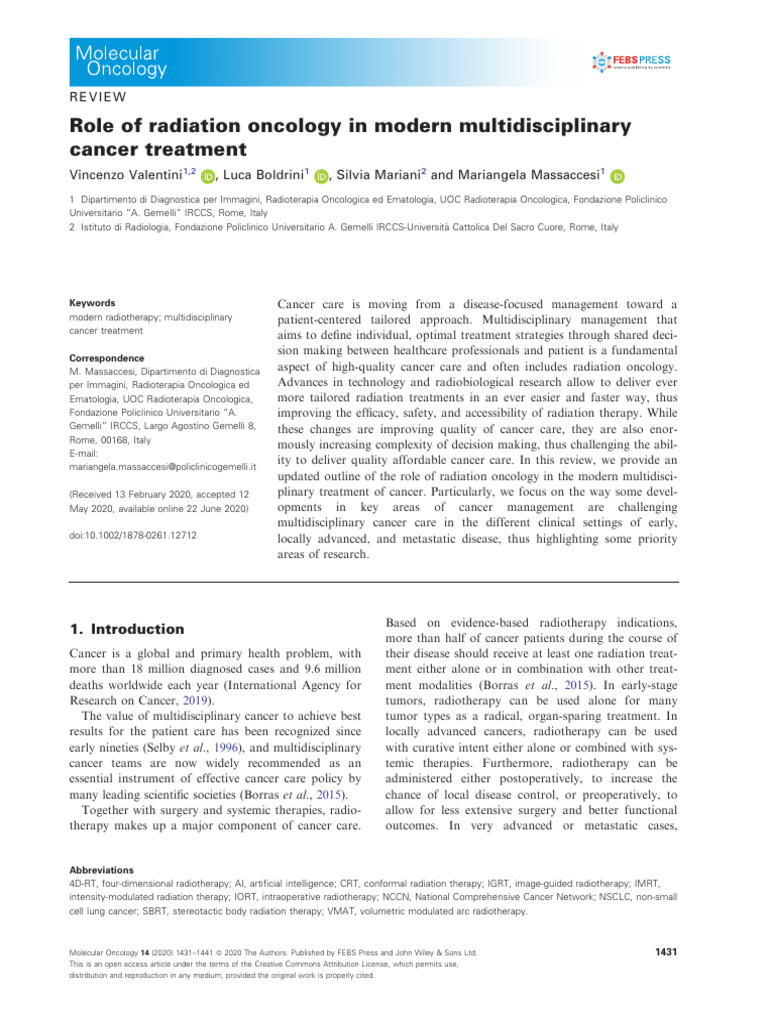 Role - of - Radiation - Oncology - in | PDF | Radiation Therapy | Cancer