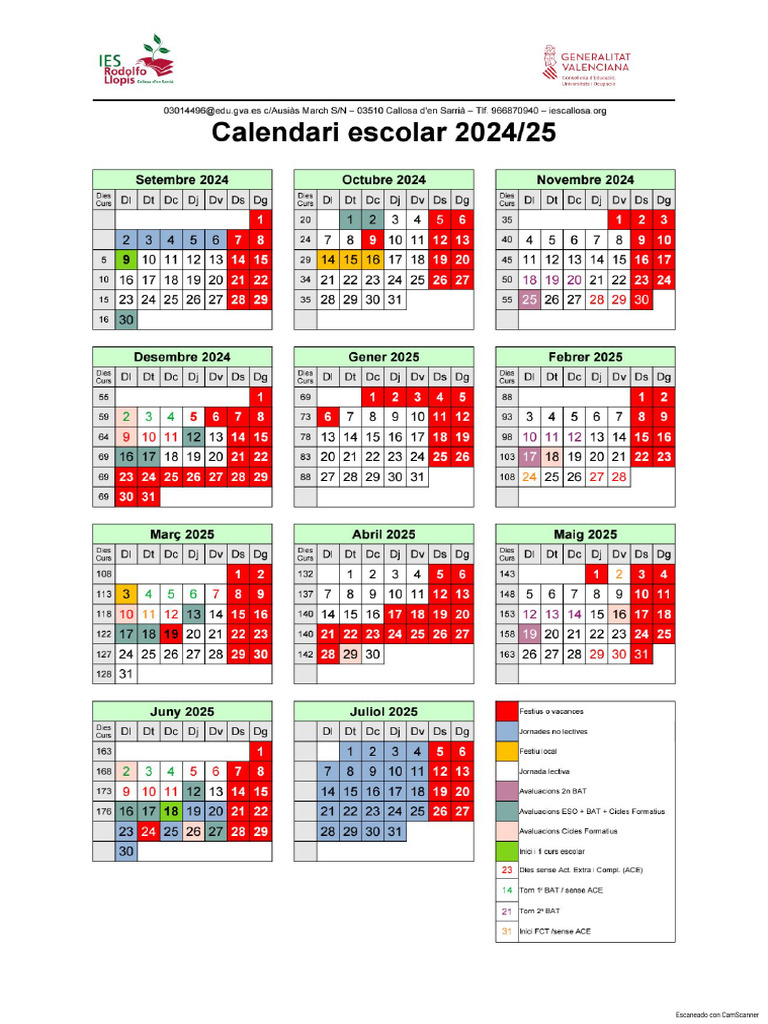 Calendari Escolar 2024 25 | PDF