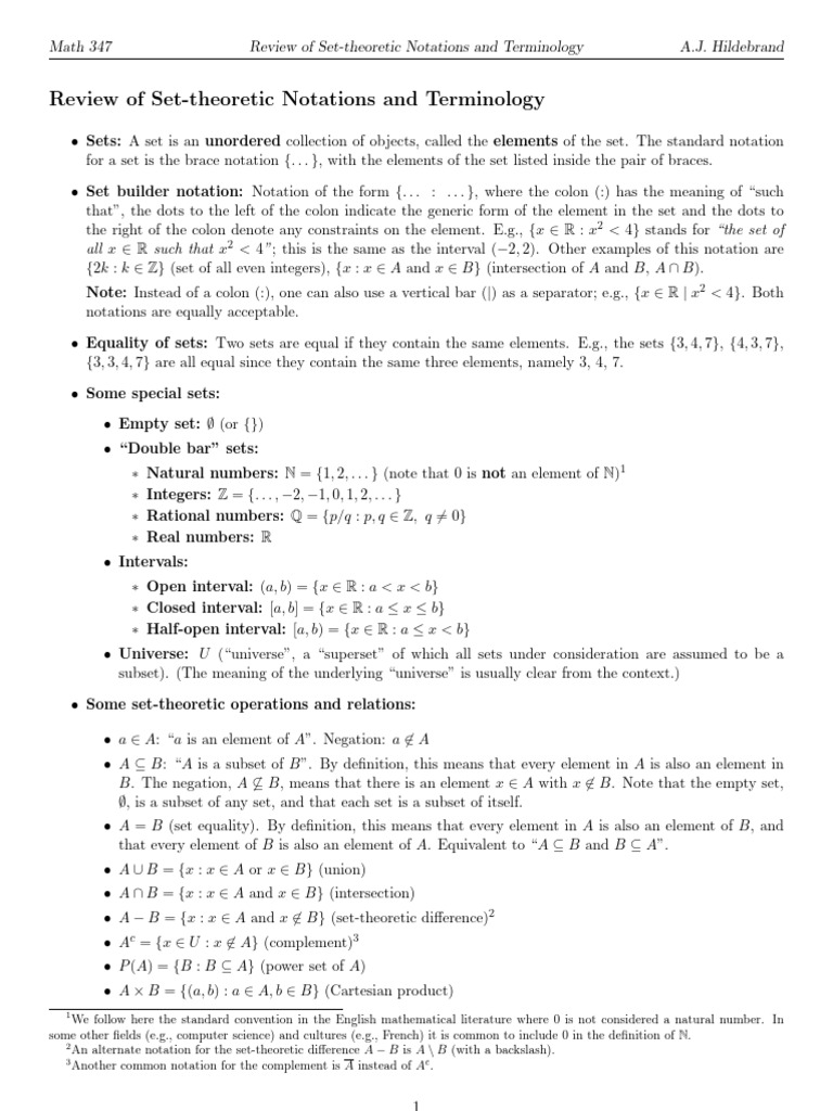 Set-Theoretic Notation Overview | PDF | Mathematics | Notation