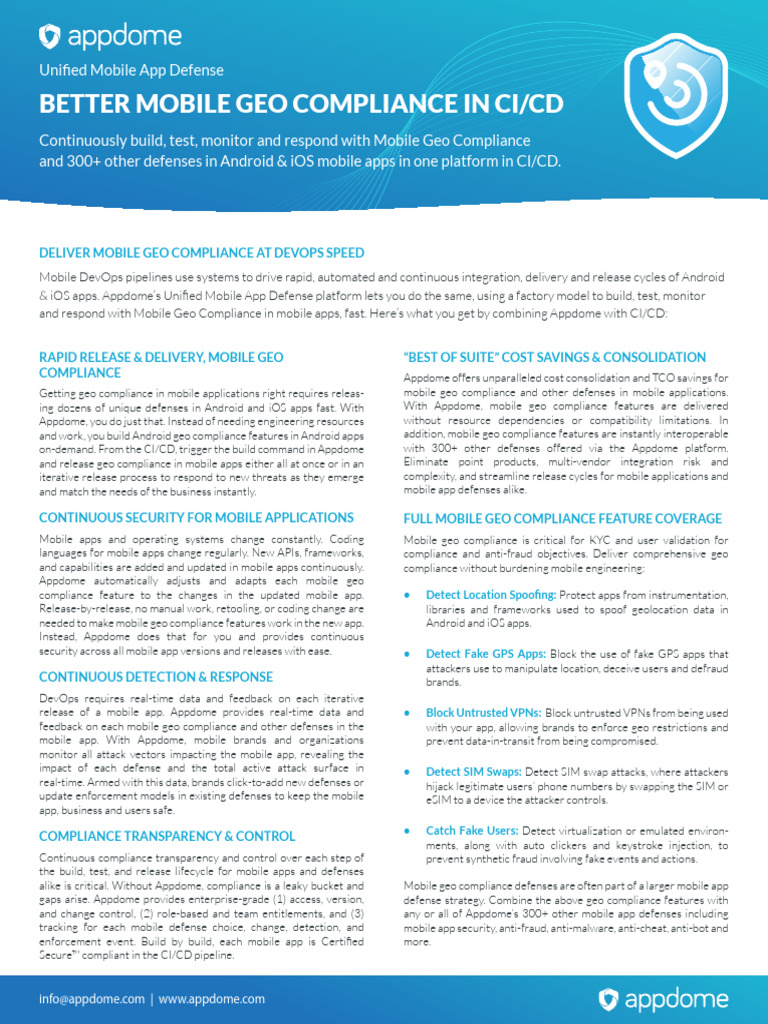 Appdome Mobile Geo Compliance Solution Guide © 2024 | PDF | Mobile App ...