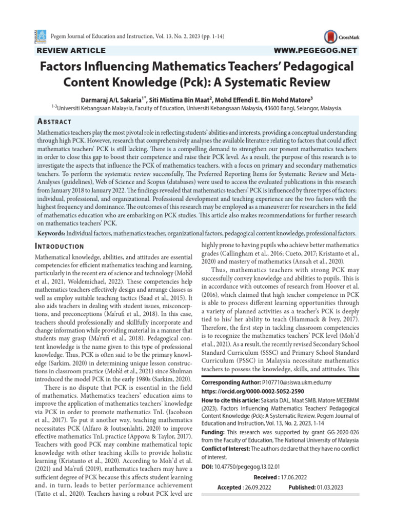 1 +SAKARIA+Et+Al +,+ID+2053 +malaysia | PDF | Teachers | Systematic Review