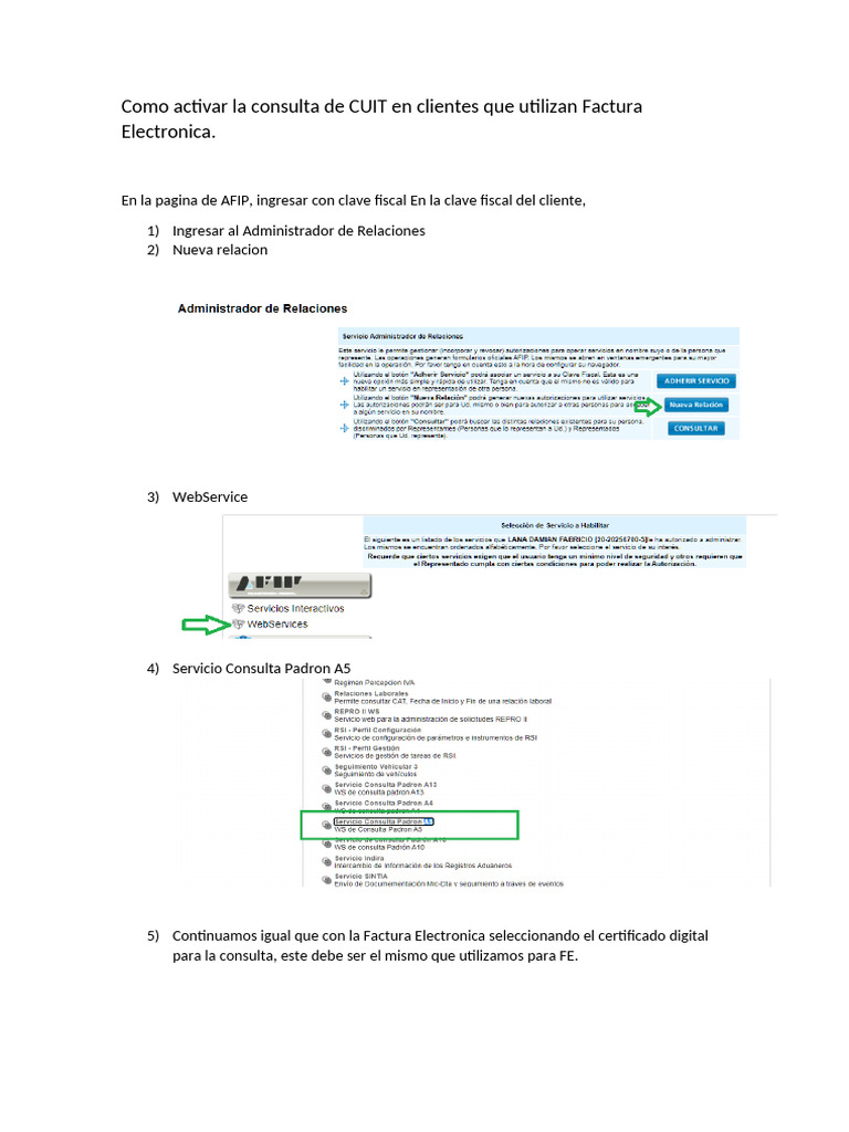 Activar Consulta de CUIT en Factura Electrónica | PDF | Negocios