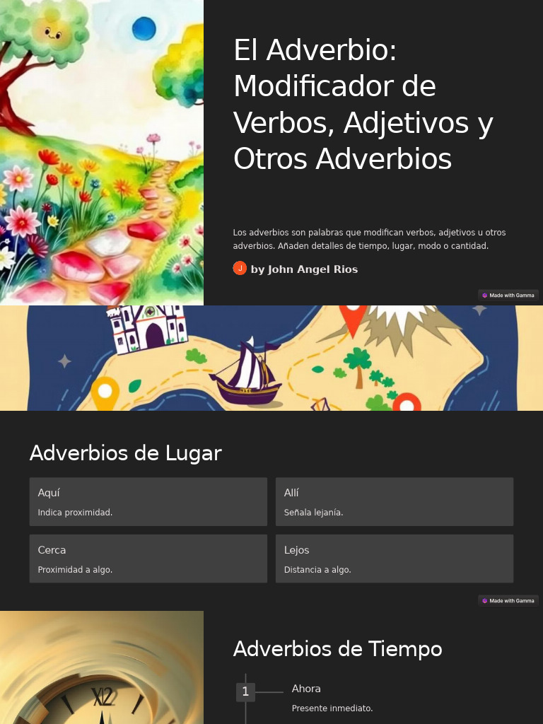 El Adverbio Modificador de Verbos Adjetivos y Otros Adverbios | PDF