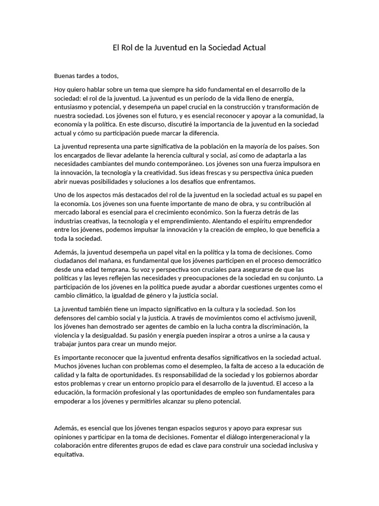 El Rol Crucial de la Juventud Actual | PDF | Iniciativa empresarial ...