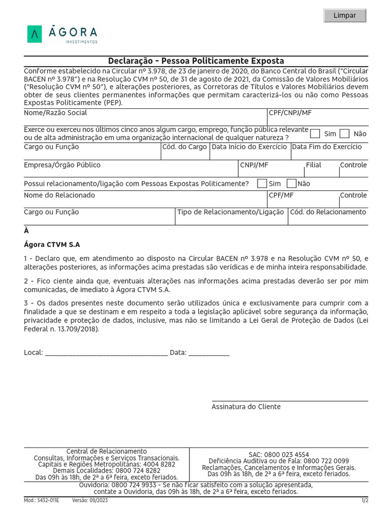 FORMULÁRIO PEP | PDF | Promotor | Conselho de Segurança das Nações Unidas