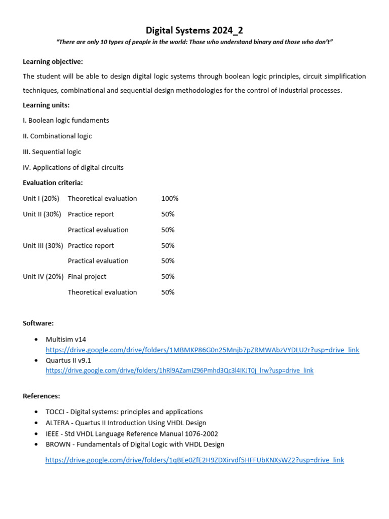 Digital Systems Course 2024 - 2 | PDF