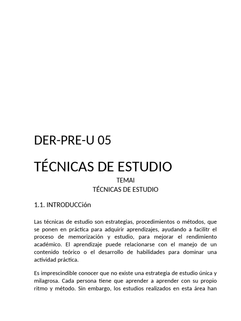 Técnicas Efectivas de Estudio | PDF | Memoria | Aprendizaje